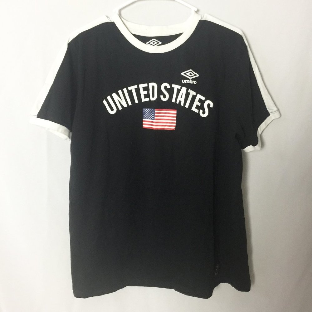 Umbro United States USA Flag Black T-Shirt Large